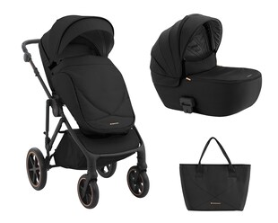 Kikkaboo Kinderwagen Thea 2 in 1 EVA-Räder verstellbarer Schiebegriff Babywanne schwarz 