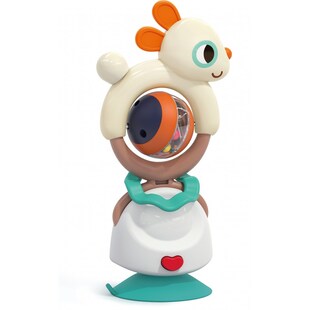 Moni Babyrassel 2 in 1, Hochstuhlspielzeug, Saugnapf, Greifling, ab 6 Monate beige 