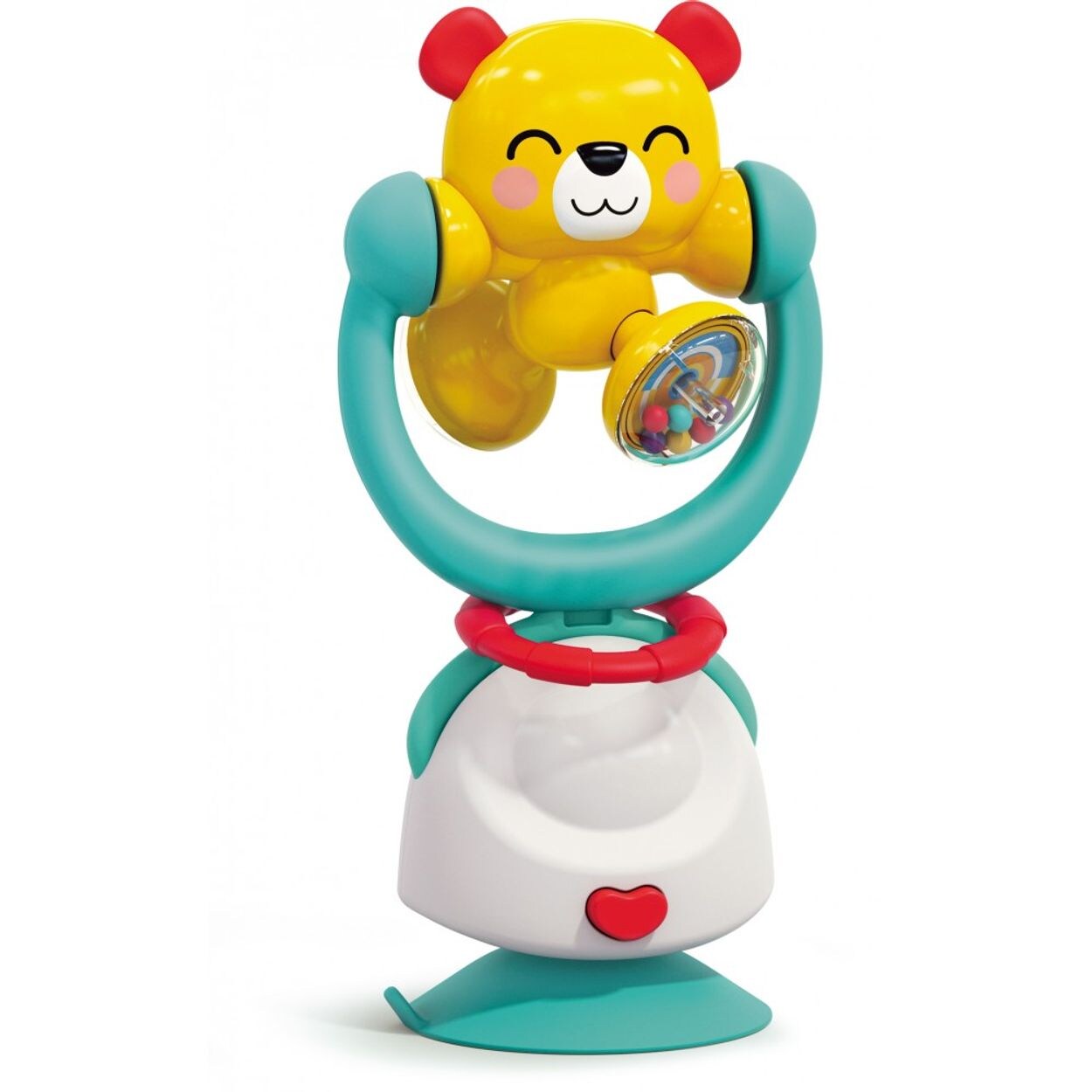 Babyrassel 2 in 1, Hochstuhlspielzeug, Saugnapf, Greifling, ab 6 Monate türkis