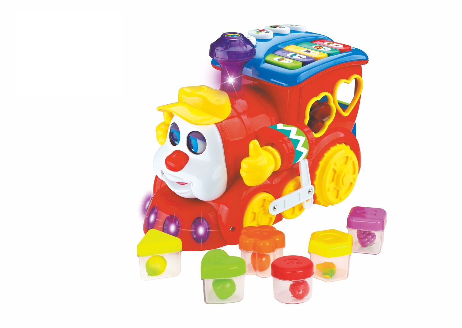 Moni Spielzeug Zug, Sortierspiel Musik Licht Formsortierspiel 6 Formen Klavier rot 