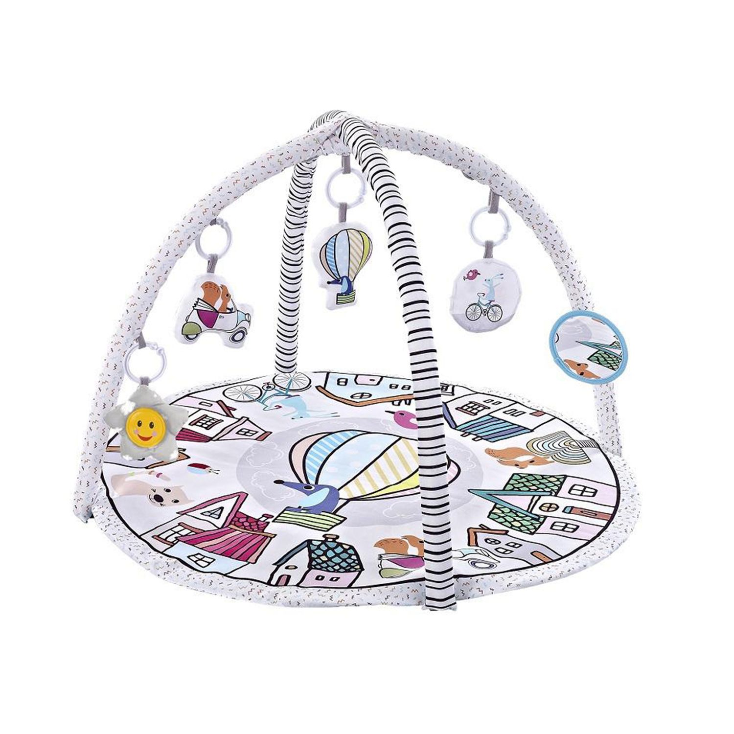 Chipolino Spielbogen Tiere, Musikfunktion, 5 H&auml;ngespielzeuge, Krabbeldecke wei&szlig; 