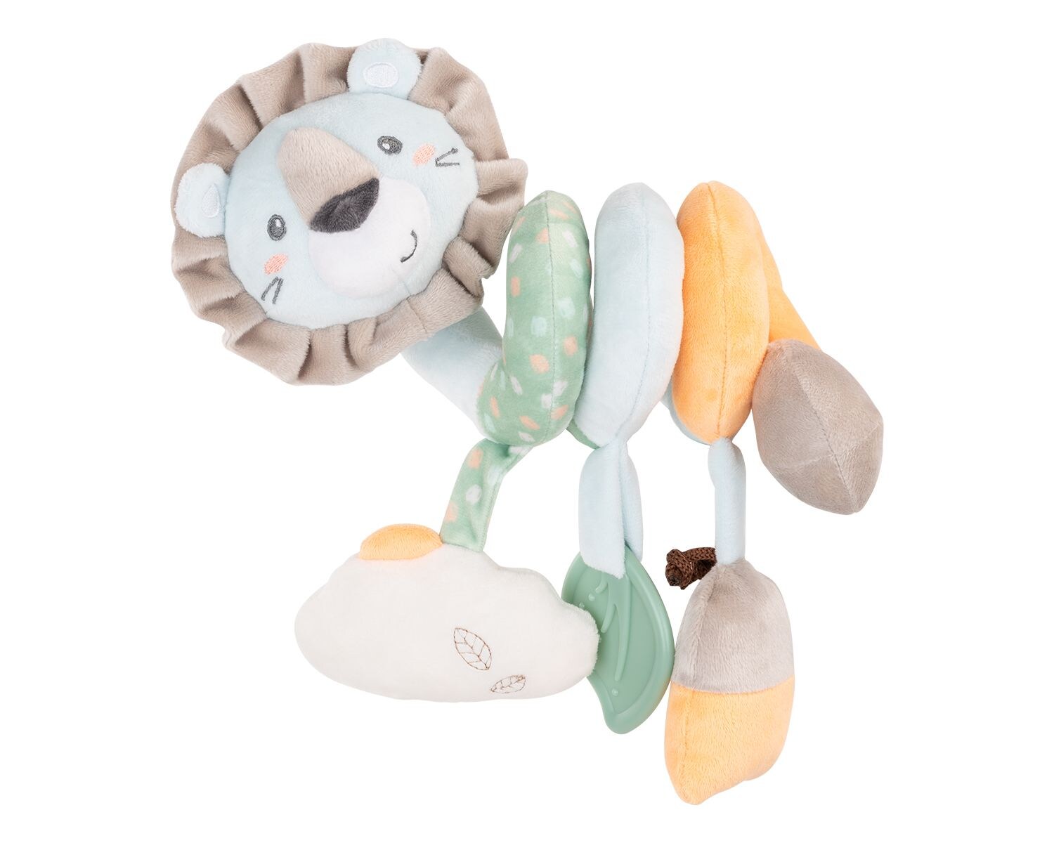 Stoffspielzeug Activity-Spirale Tierform Beißring Greifling ab Geburt beige