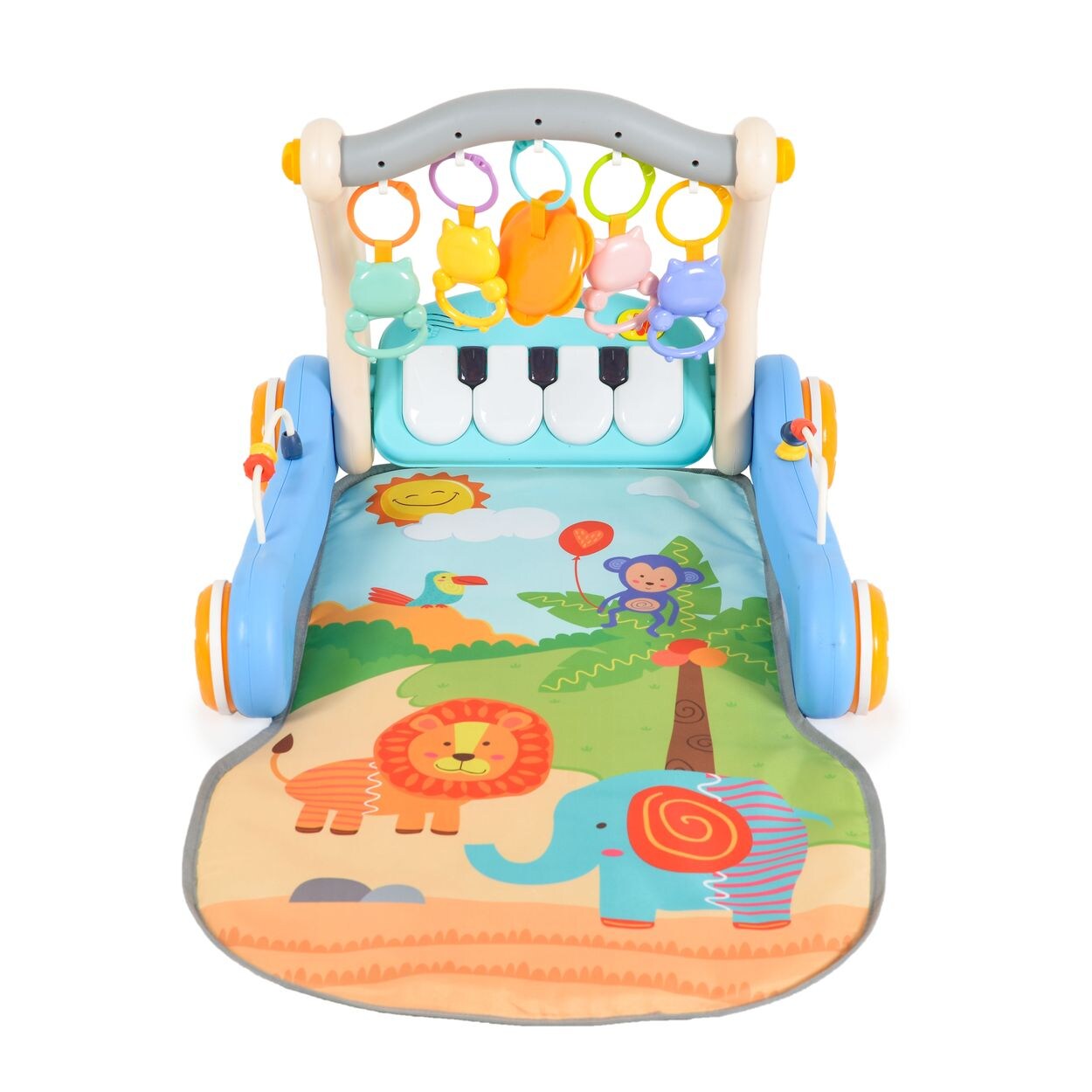 Lauflernwagen 2 in 1 Piano HE0637 Krabbeldecke, Spielbogen, Activitycenter blau