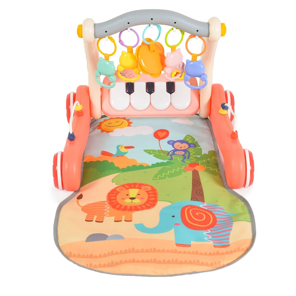 Lauflernwagen 2 in 1 Piano HE0637 Krabbeldecke, Spielbogen, Activitycenter rosa