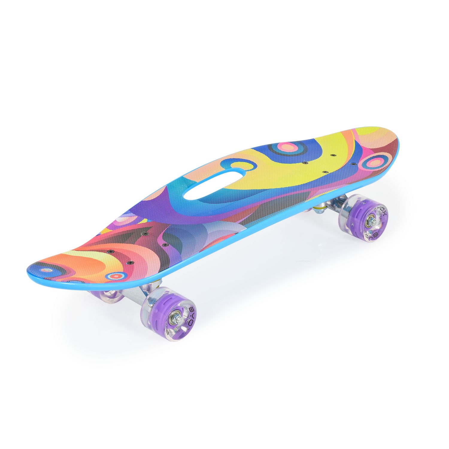 Byox Skateboard 26 Zoll mit Griff PU-Leuchtr&auml;der ABEC-7 Aluminium 100 kg LED lila 