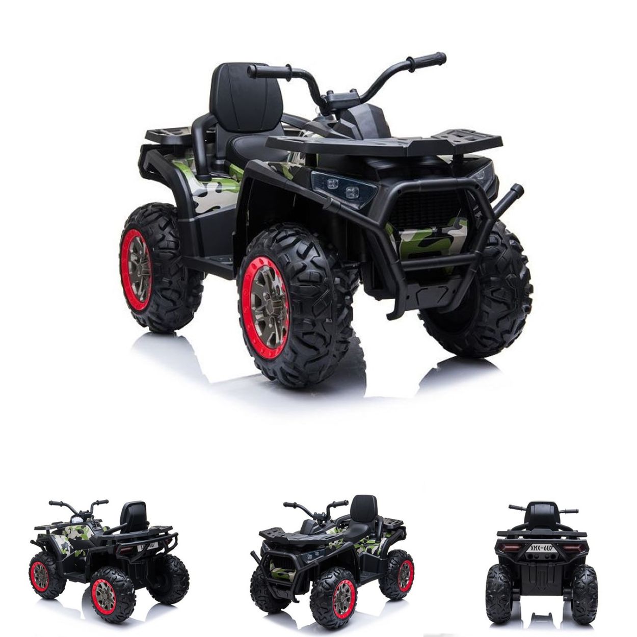 ES-Toys Elektro Kinderquad MP3, USB, Batterieanzeige, Sto&szlig;d&auml;mpfer, 2x12V Motoren dunkelgr&uuml;n 