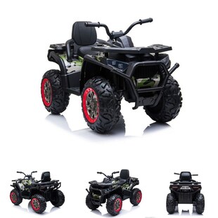 ES-Toys Elektro Kinderquad MP3, USB, Batterieanzeige, Stoßdämpfer, 2x12V Motoren dunkelgrün 