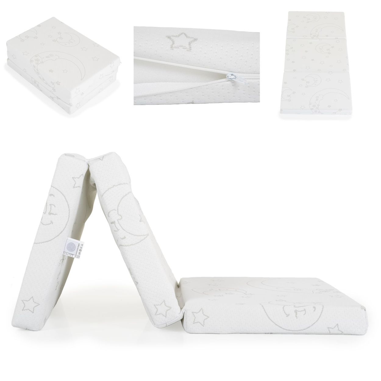 Moni Babybett Faltmatratze, Klappmatratze Snooze 120 x 60 x 6 cm, Bezug waschbar wei&szlig; 