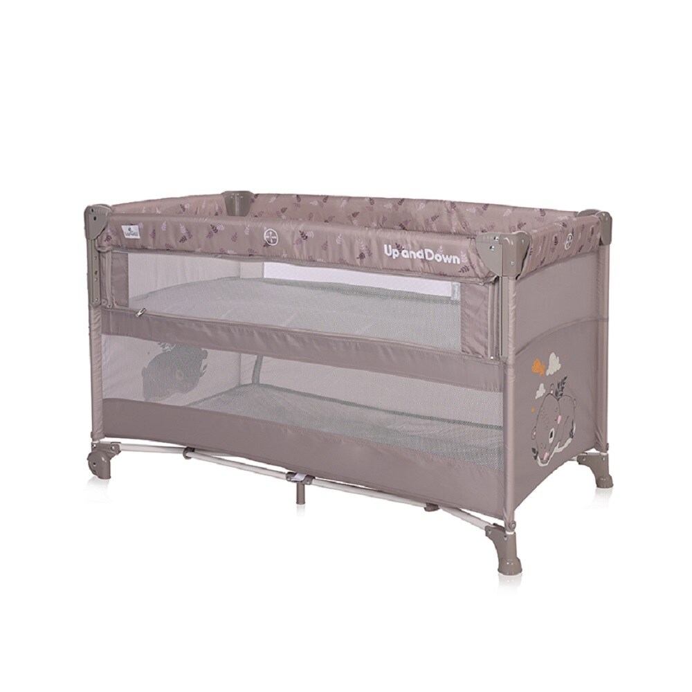 Lorelli Baby Reisebett Up&acute;n Down, &Ouml;ffnung, 2 Ebenen, Tragetasche, mit R&auml;dern hellbraun 