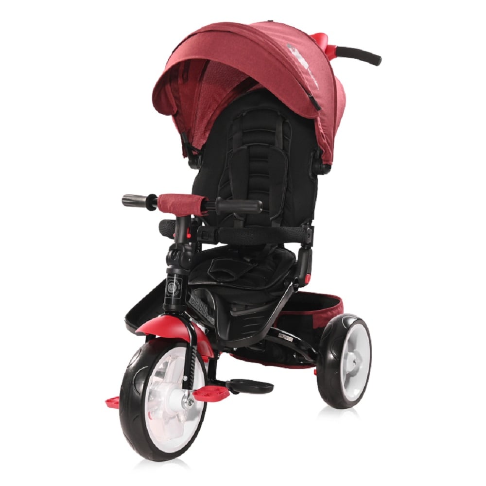 Lorelli Tricycle Jaguar 4 in 1 Schiebestange Sitz drehbar, verstellbar, Faltdach rot schwarz 