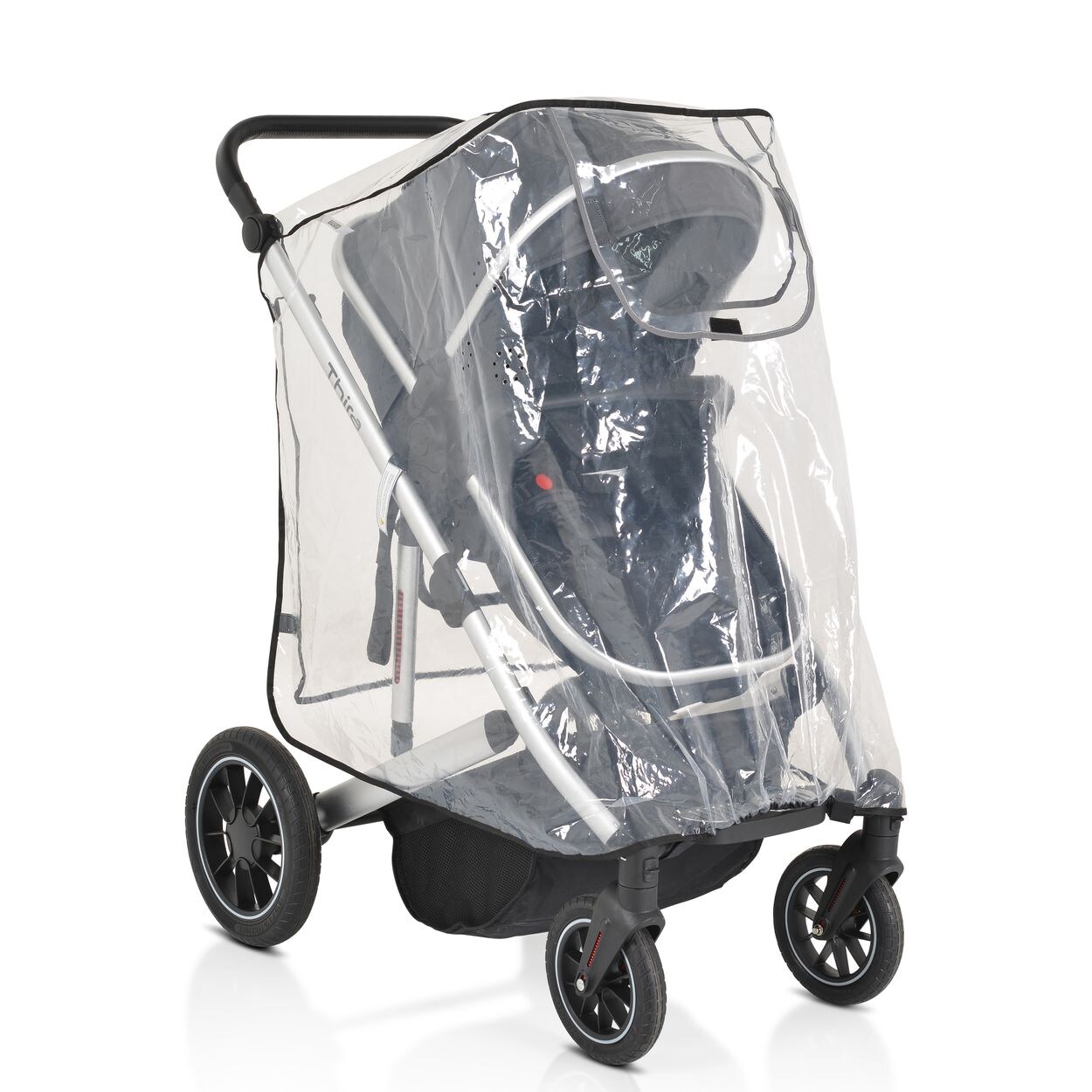Kinderwagen-Regenschutz Bimbro universal, Belüftungslöcher, für Einsitzer transparent