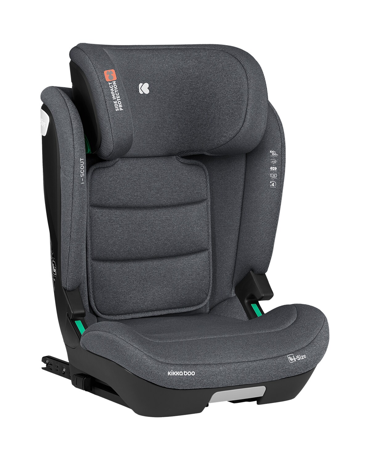 Kikkaboo Kindersitz i-Scout i-Size (100 - 150 cm) Kopfst&uuml;tze verstellbar Isofix grau 