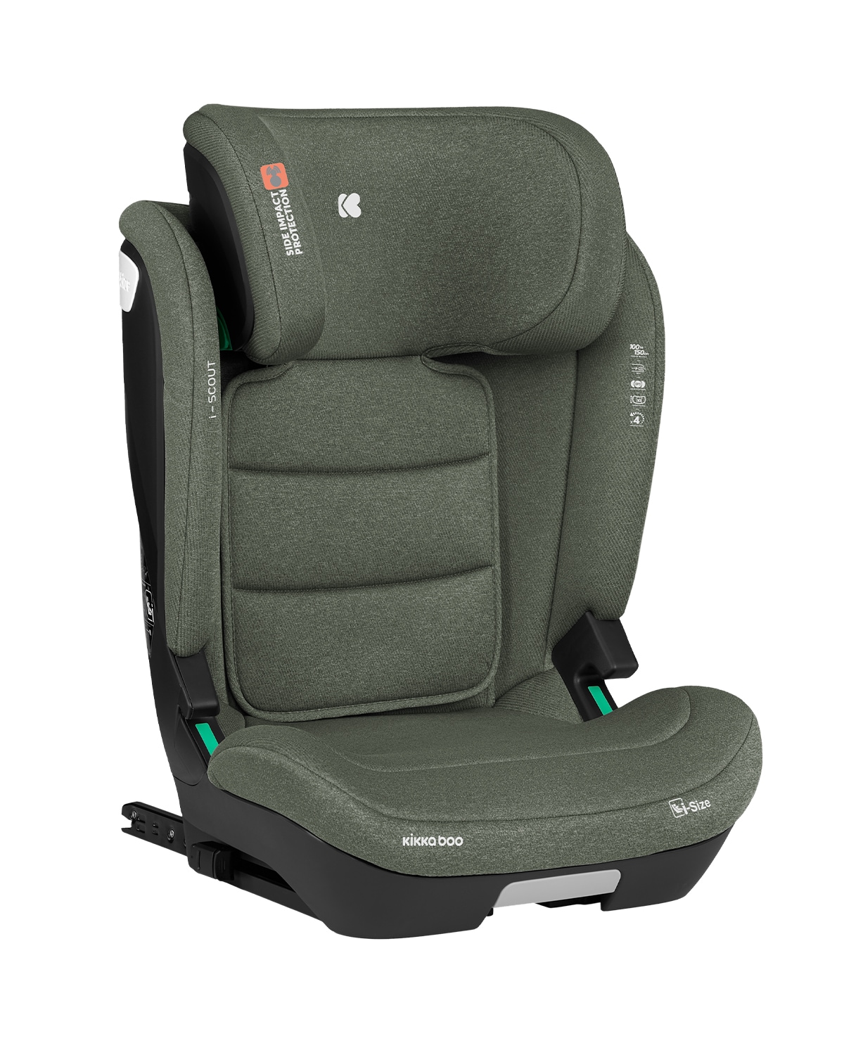 Kikkaboo Kindersitz i-Scout i-Size (100 - 150 cm) Kopfst&uuml;tze verstellbar Isofix gr&uuml;n 