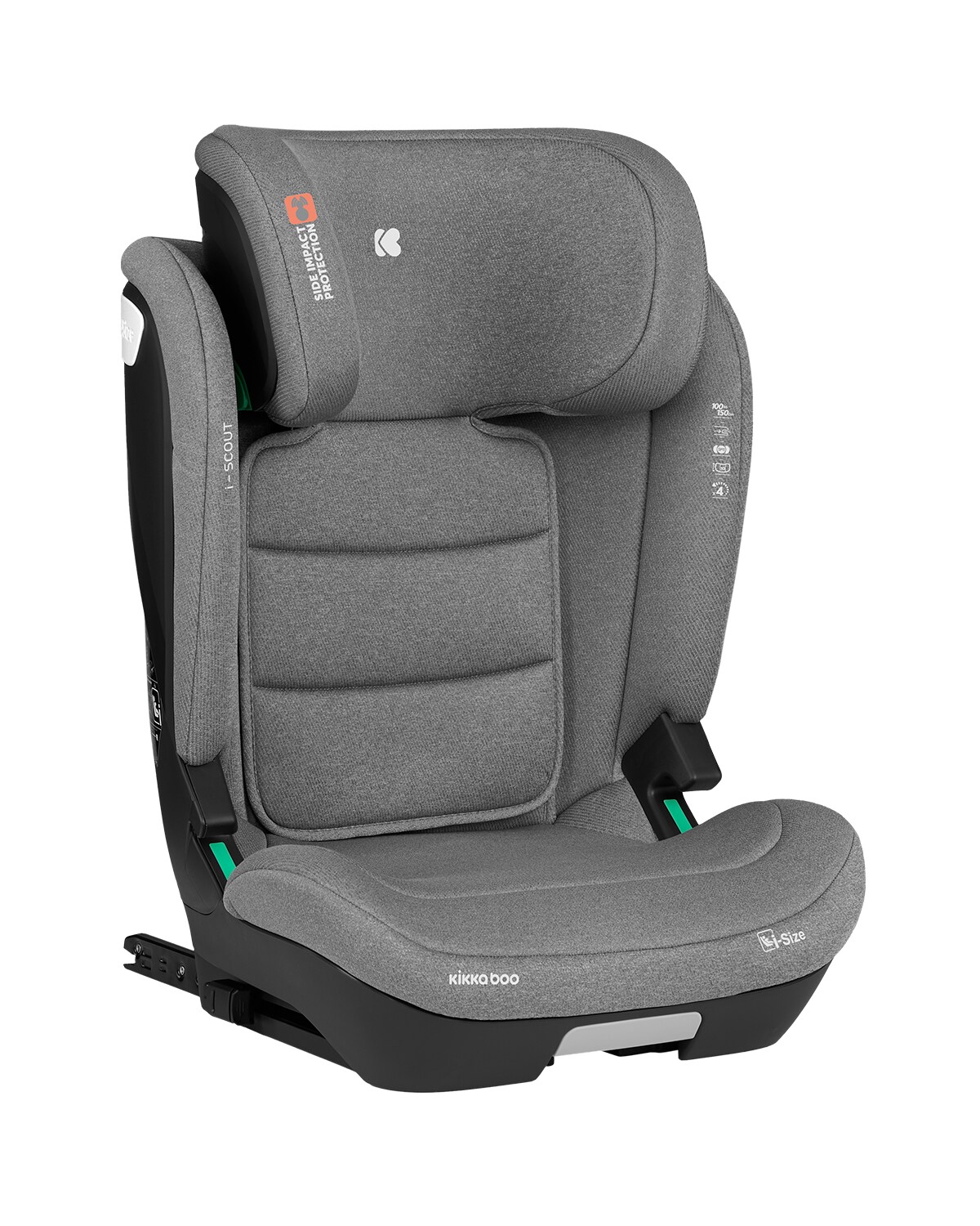 Kikkaboo Kindersitz i-Scout i-Size (100 - 150 cm) Kopfst&uuml;tze verstellbar Isofix hellgrau 