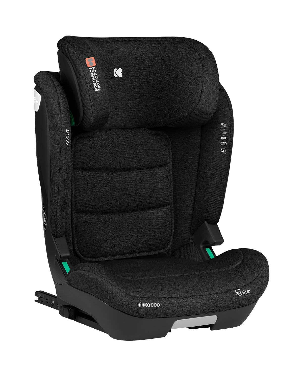 Kikkaboo Kindersitz i-Scout i-Size (100 - 150 cm) Kopfst&uuml;tze verstellbar Isofix schwarz 