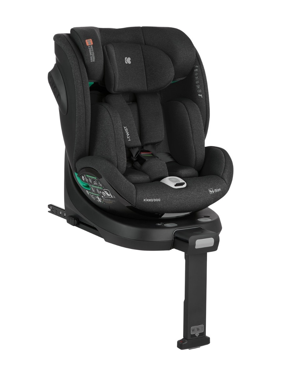 Kikkaboo Kindersitz i-Twist i-Size (40-150 cm) Gruppe 0+/1/2/3 St&uuml;tzbein Isofix schwarz 