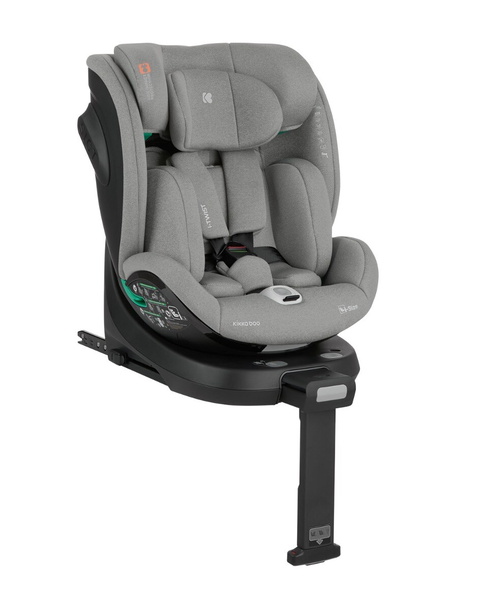 Kikkaboo Kindersitz i-Twist i-Size (40-150 cm) Gruppe 0+/1/2/3 St&uuml;tzbein Isofix hellgrau 