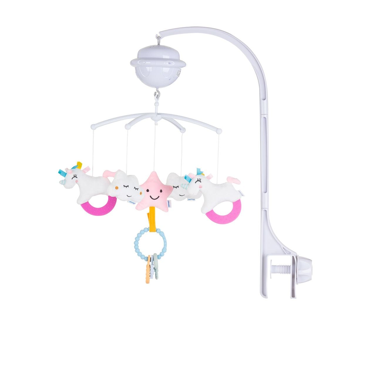Chipolino Musikmobile Bluetooth-Funktion Projektor Pl&uuml;schfiguren Universalklemme rosa 