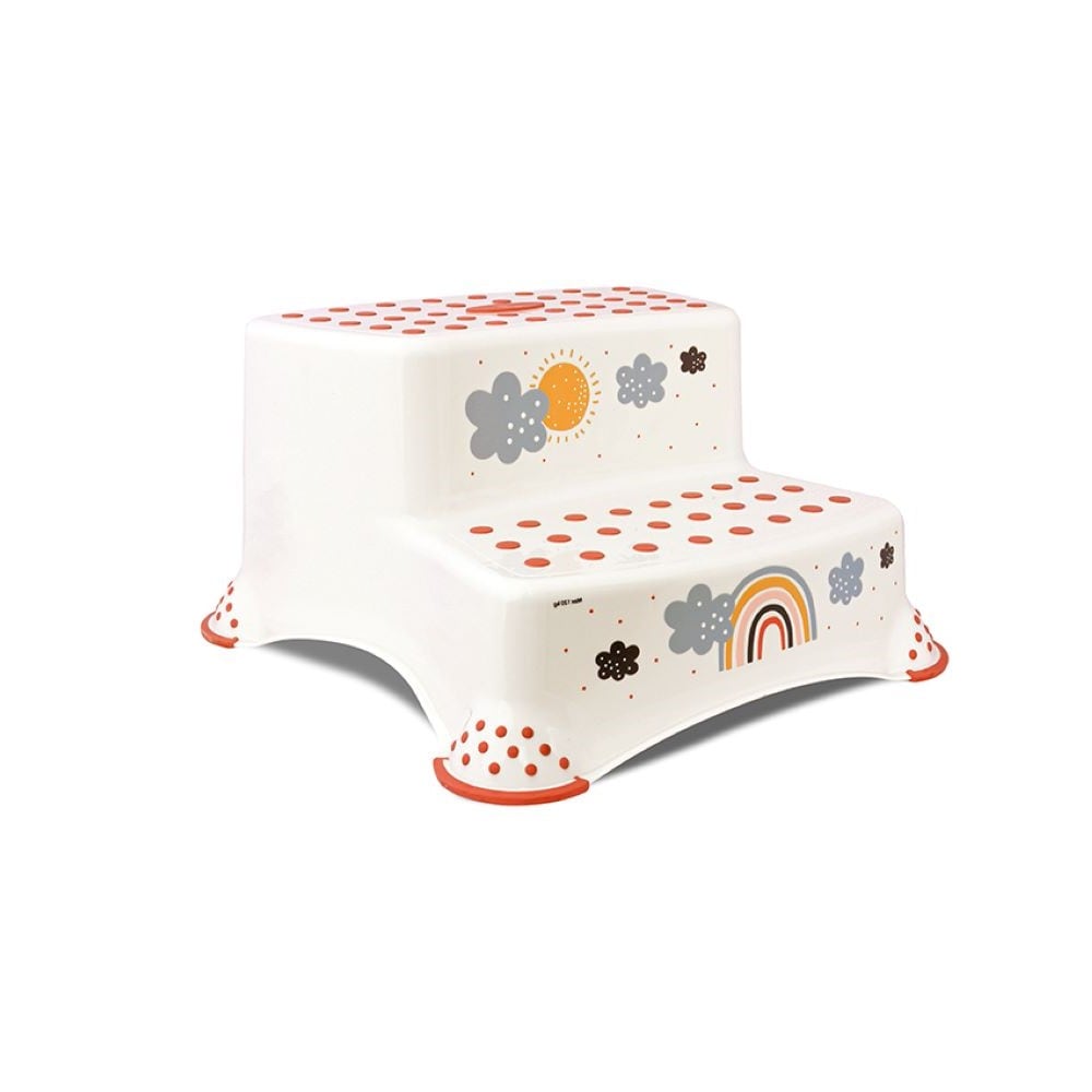 Lorelli zweistufiger Kinder Badhocker, Tritthocker rutschfest, Gummi-Noppen rot 