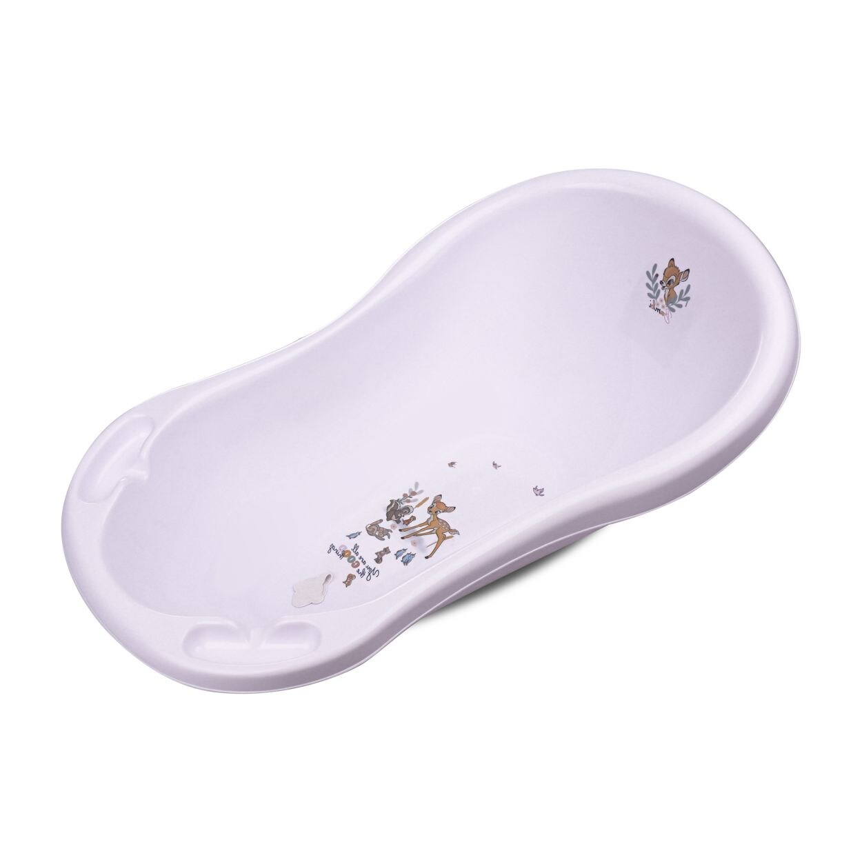 Babybadewanne Comic 84 cm lang ergonomische Form Ablagefächer ab Geburt weiß uni