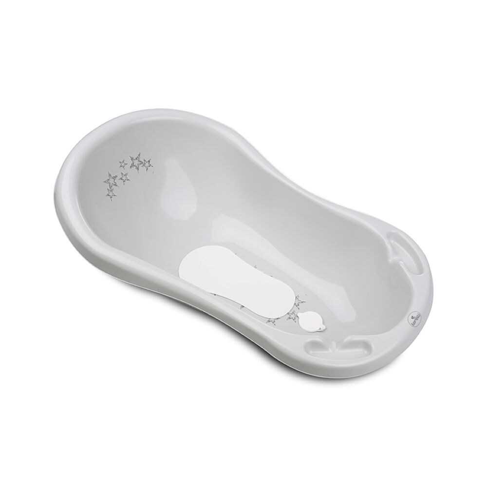 Babybadewanne 1013046 Wasserablauf 84 cm Ablagefächer ergonomische Form hellgrau