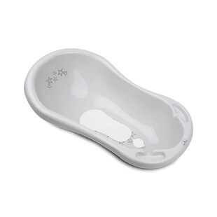 Lorelli Babybadewanne 1013046 Wasserablauf 84 cm Ablagefächer ergonomische Form hellgrau 
