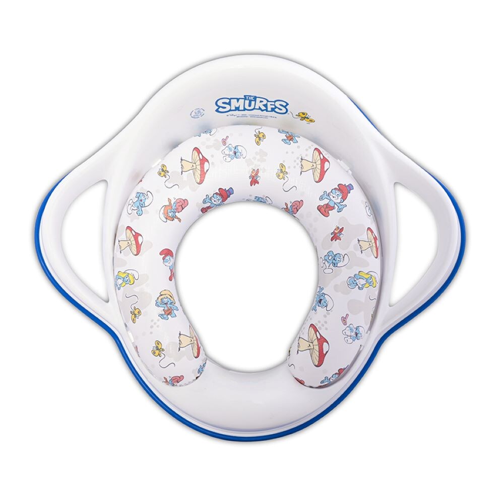 Toilettensitz Smurfs mit Handgriffen weich gepolstert ergonomische Form weiß