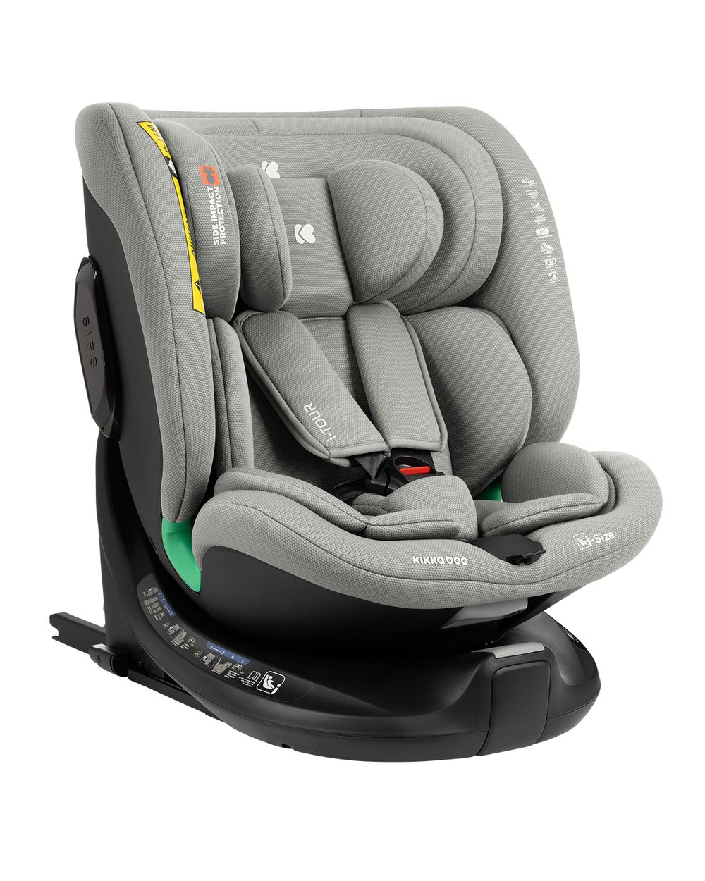 Kikkaboo Kindersitz i-Tour i-Size (40-150 cm) Gruppe 0+/1/2/3, Isofix, drehbar hellgrau 