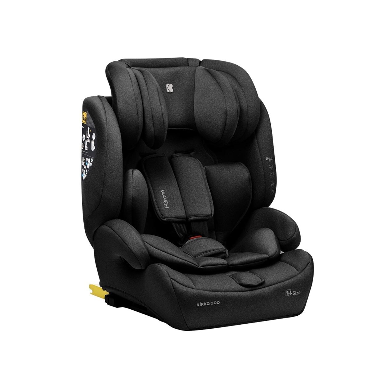 Kindersitz I-Bronn i-Size (76-150cm) Isofix, Top Tether, Kissen, Gurt schwarz