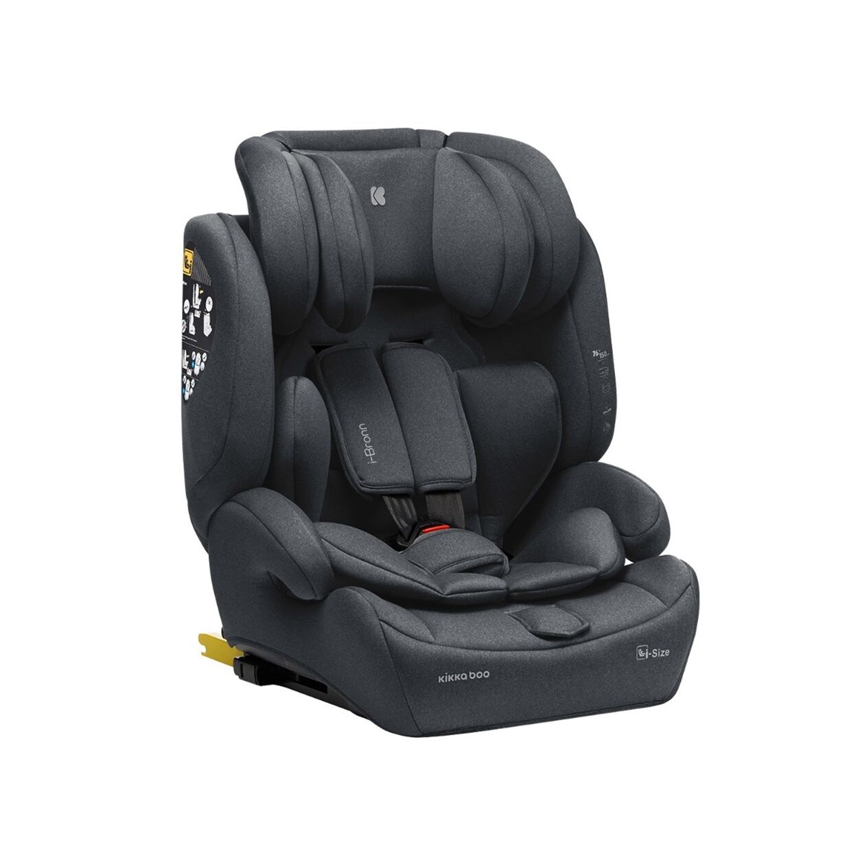 Kindersitz I-Bronn i-Size (76-150cm) Isofix, Top Tether, Kissen, Gurt grau