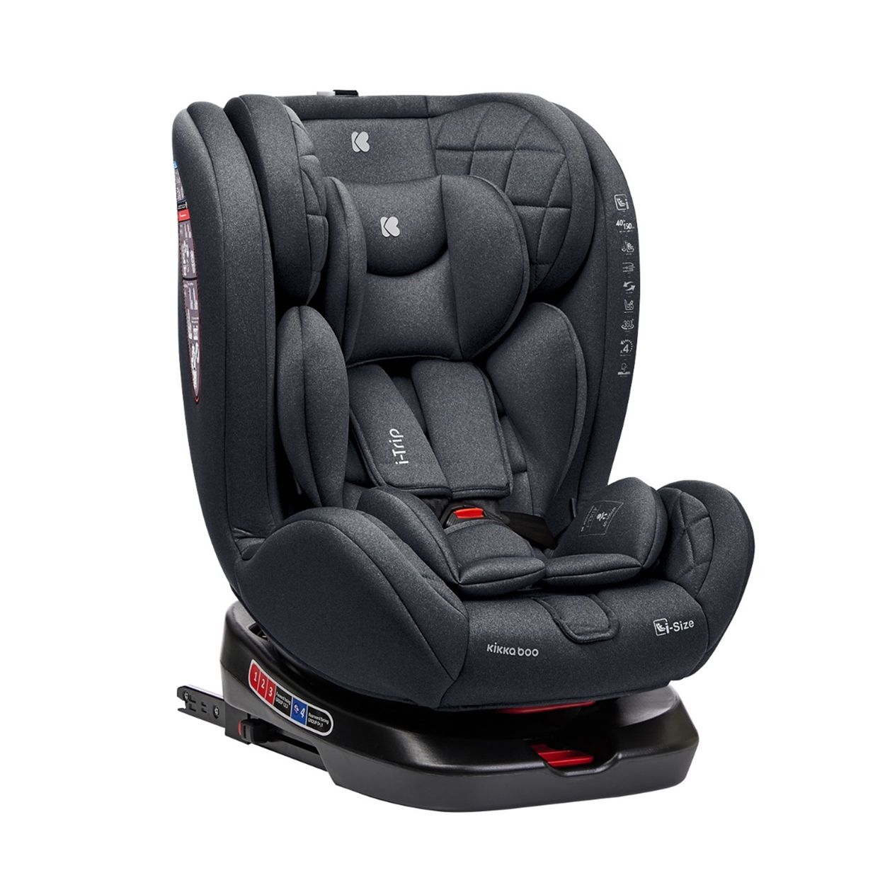 Kikkaboo Kindersitz i-Trip i-Size (40-150 cm) Gruppe 0+/1/2/3 verstellbar Isofix grau 