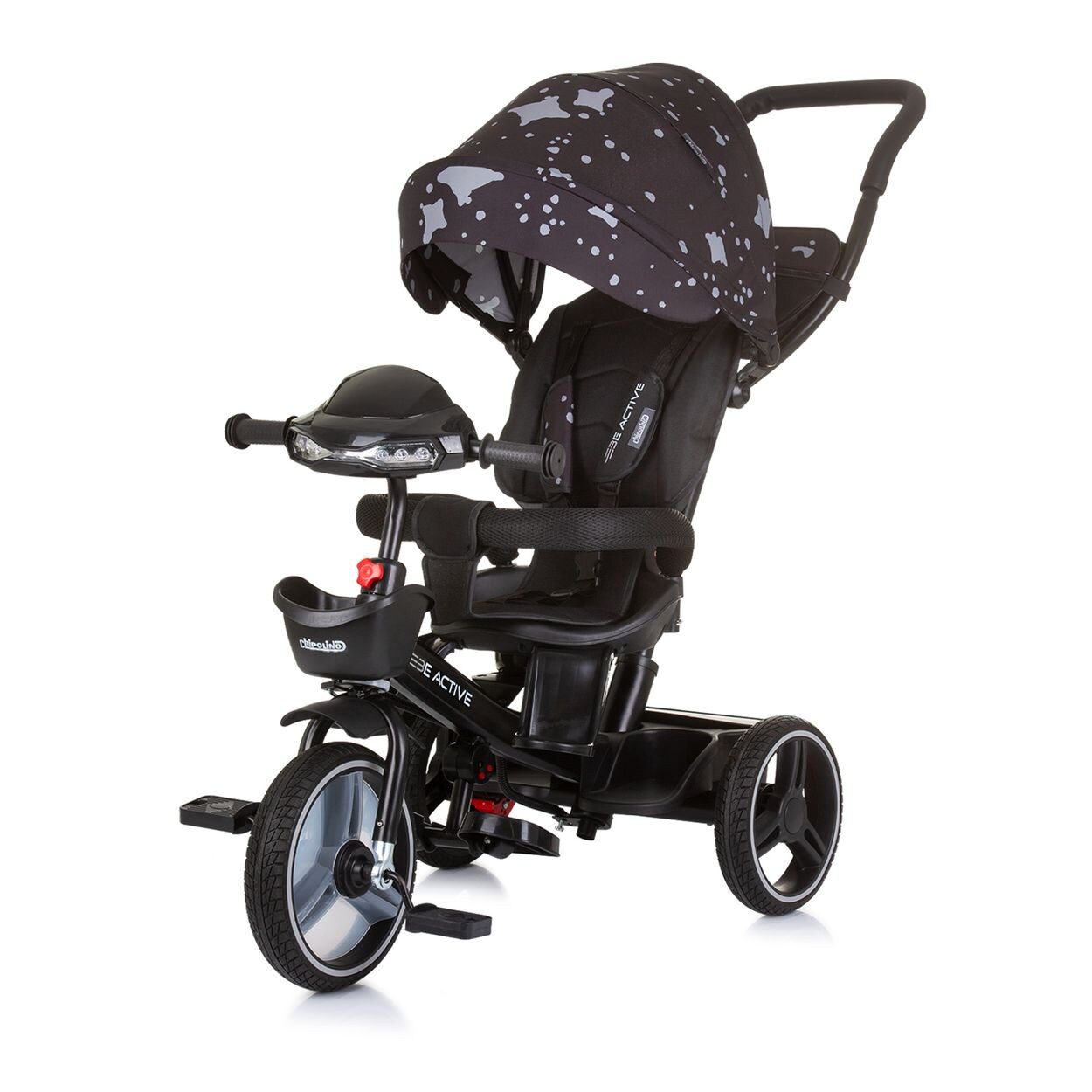 Tricycle Dreirad Be Active 2 in 1 Sitz drehbar Musik Licht drehbar schwarz