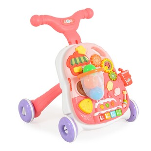 Moni Lauflernwagen 2 in 1 Korb, Musikfunktion, Spieltisch, Bälle, Spielcenter rosa 