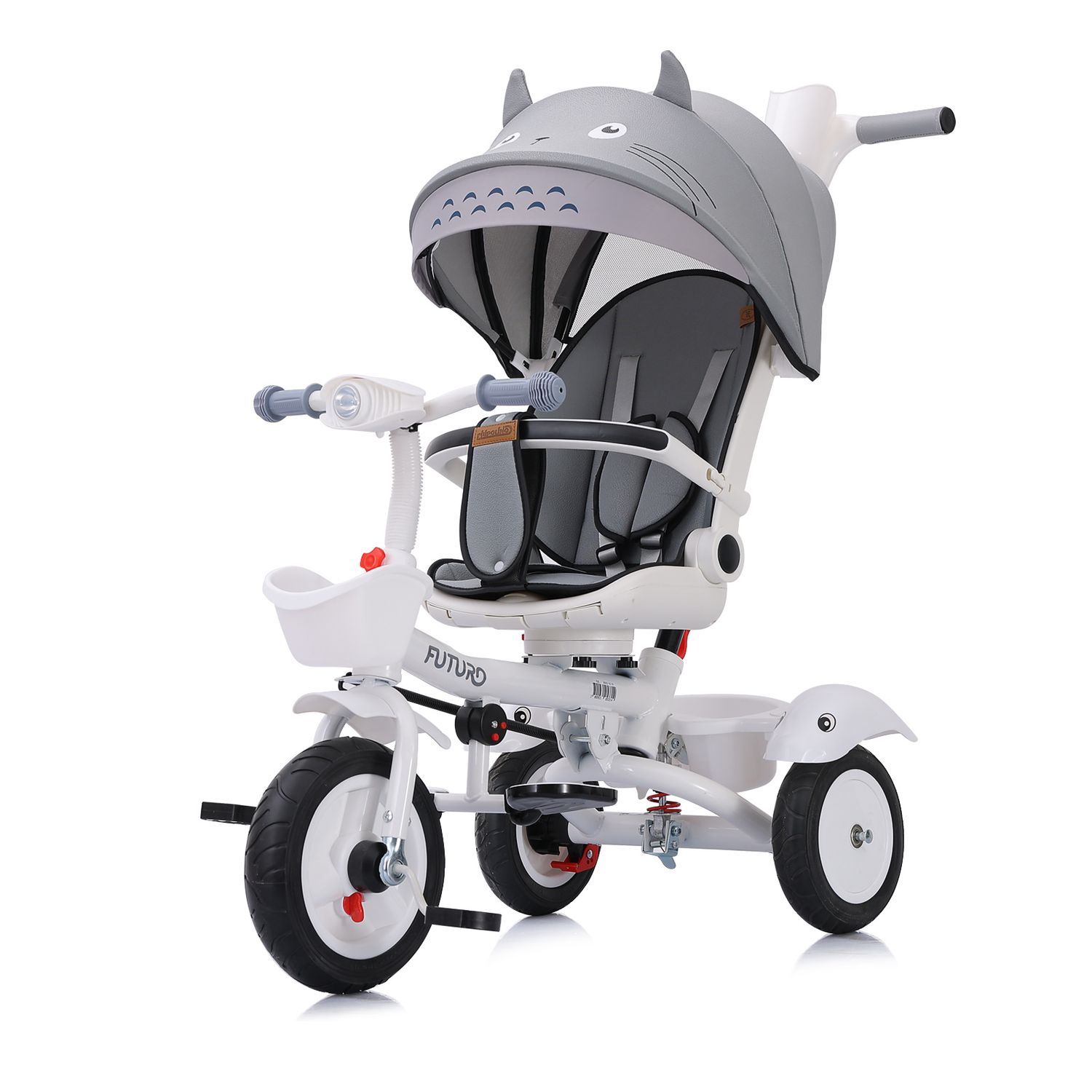 Chipolino Tricycle Futuro 2 in 1 faltbar, Becherhalter, Musik, Licht, PU-R&auml;der grau 