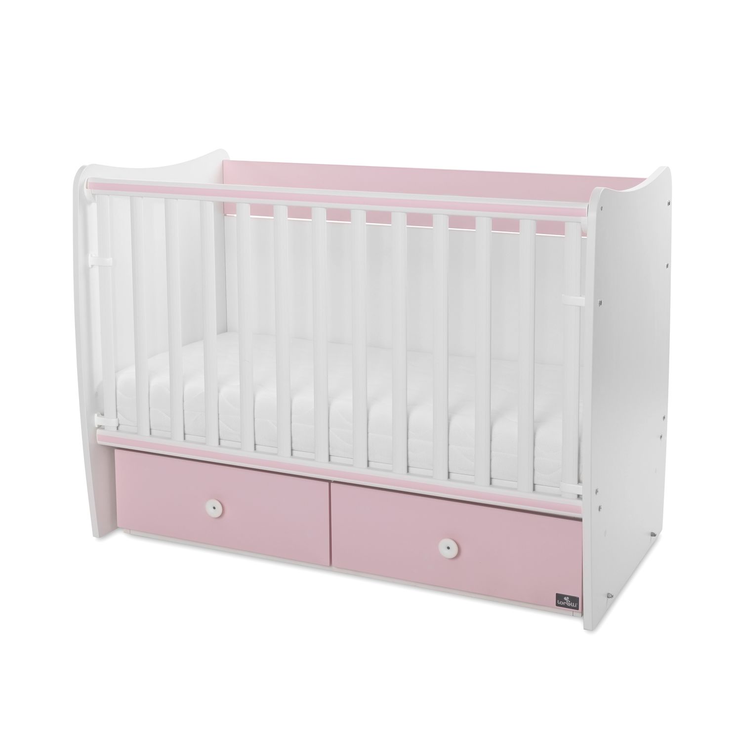 Lorelli Babybett MATRIX NEW Kinderbett 120 x 60 cm, 2 Ebenen, 2 Schubladen rosa 