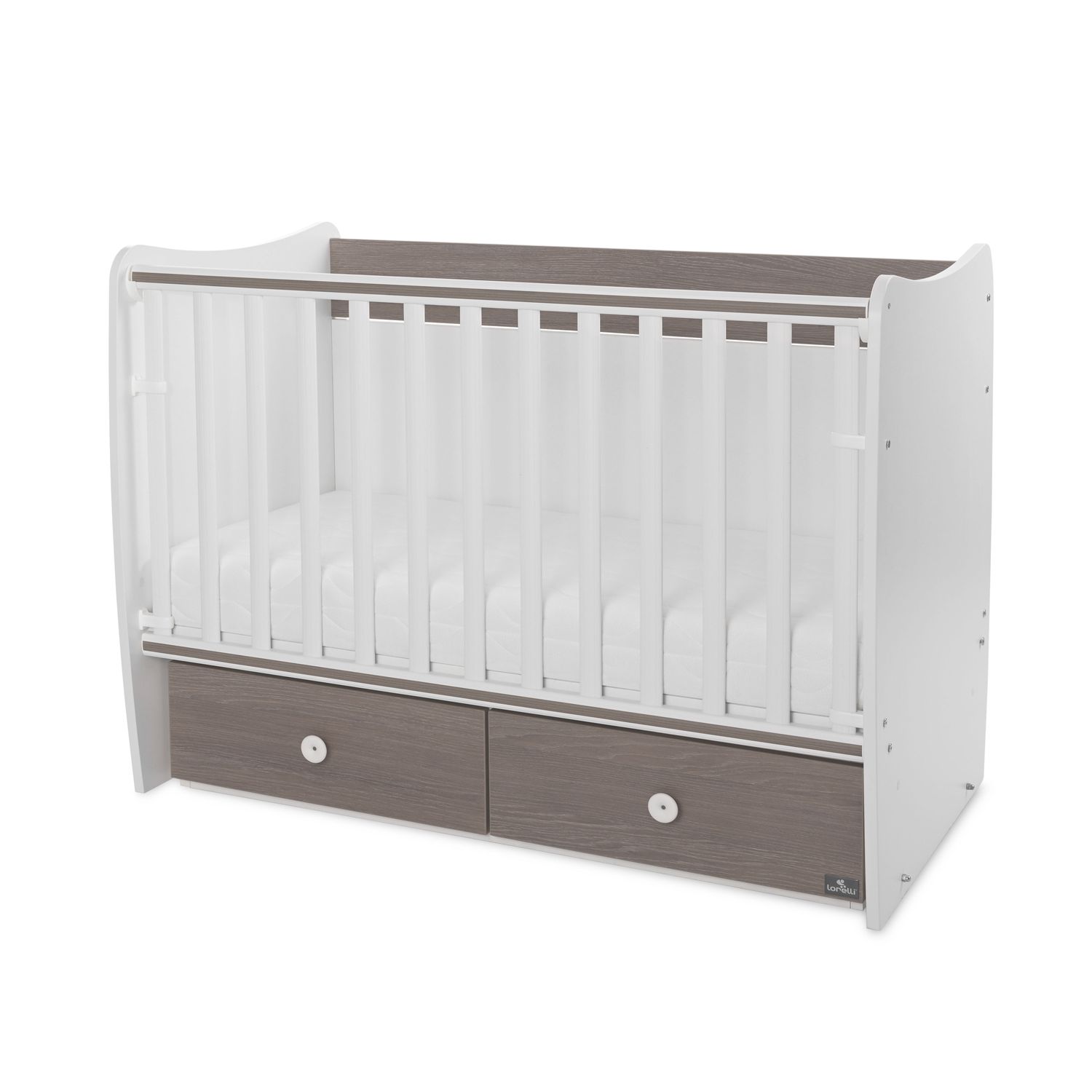 Lorelli Babybett MATRIX NEW Kinderbett 120 x 60 cm, 2 Ebenen, 2 Schubladen braun 