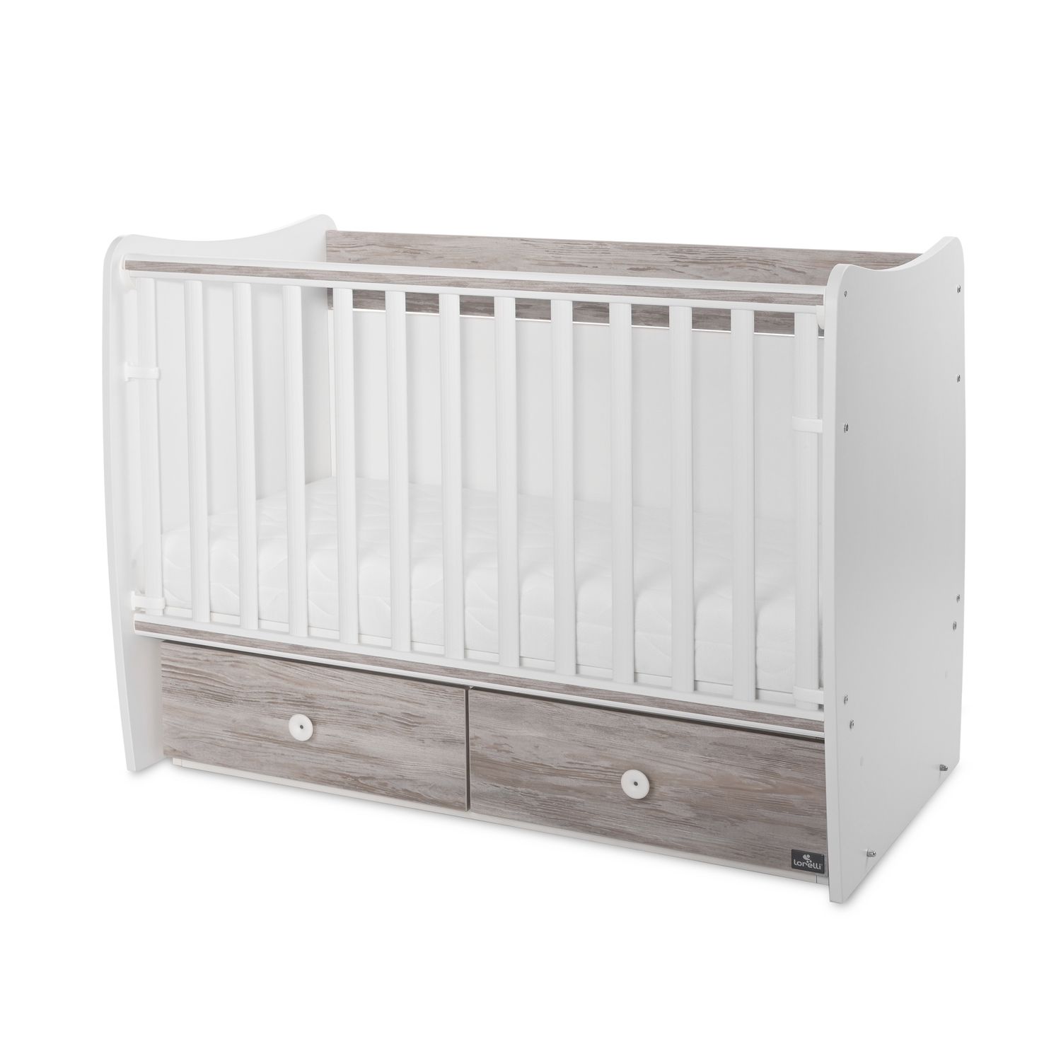 Lorelli Babybett MATRIX NEW Kinderbett 120 x 60 cm, 2 Ebenen, 2 Schubladen dunkelbraun 