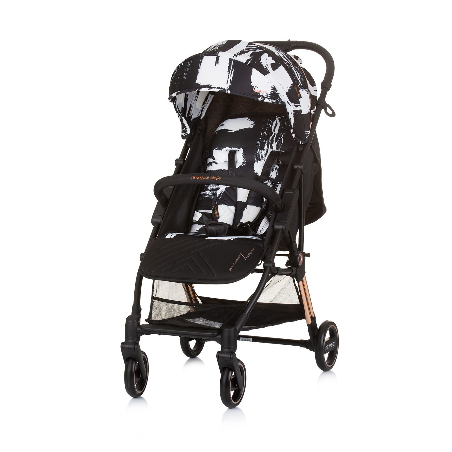 Chipolino Kinderwagen Move on 6 kg klappbar gefederte Vorderr&auml;der verstellbar schwarz gemustert 
