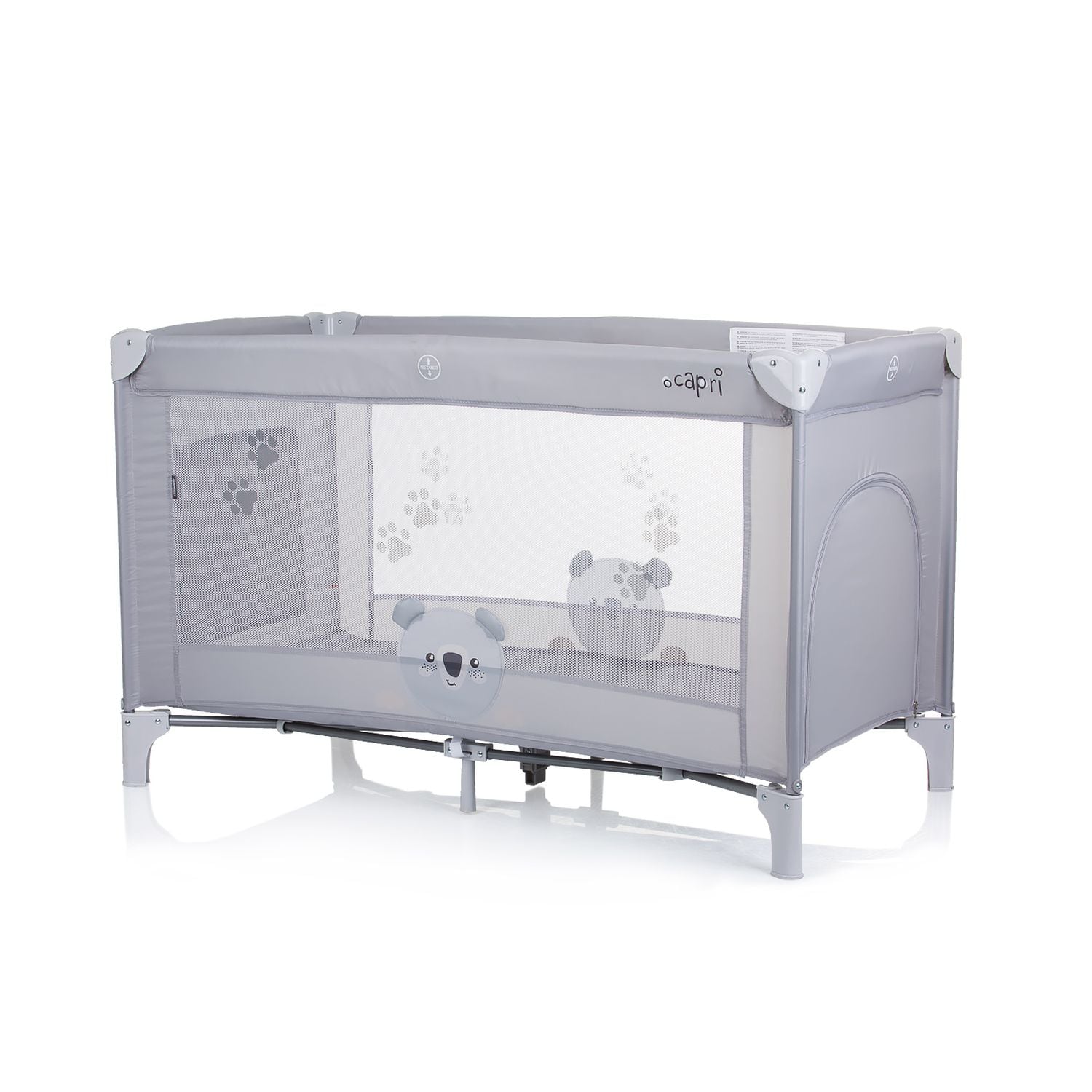 Chipolino Reisebett Capri, seitlicher Eingang, Tragetasche, gro&szlig;e Seitentasche grau hellgrau 