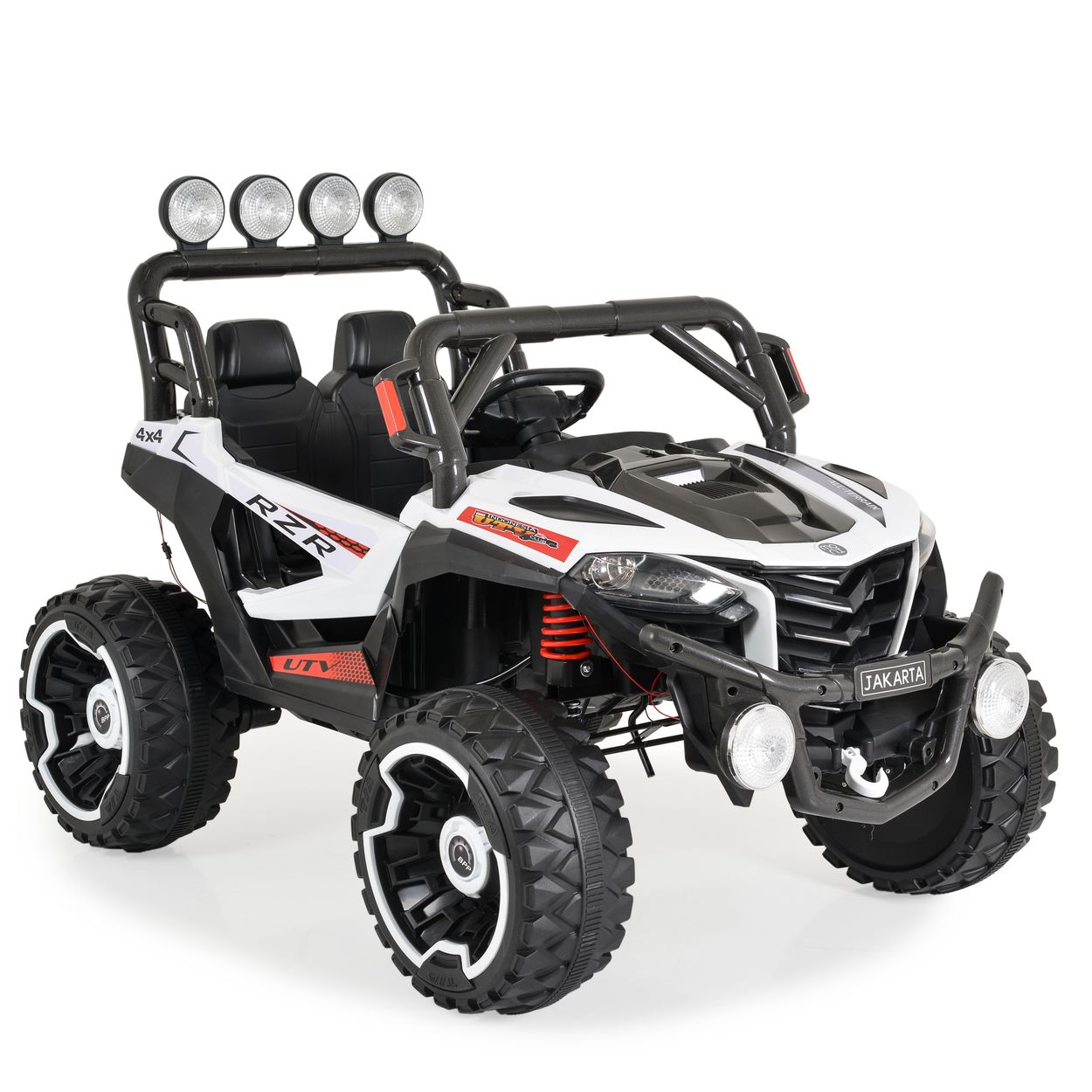 Moni Kinder Elektroauto Jeep Jakarta BLK-819, Fernbedienung, MP3, vier Motoren wei&szlig; 