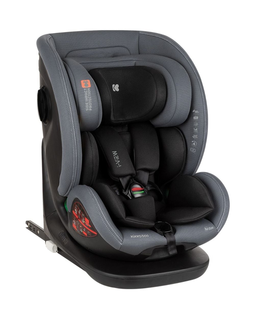 Kikkaboo Kindersitz i-View i-Size (40-150cm) Isofix Top Tether 360-Grad-Drehung dunkelgrau 
