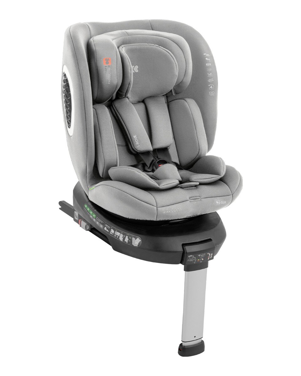 Kikkaboo Kindersitz i-Rove i-Size (40-150 cm) Isofix, St&uuml;tzbein, K&ouml;rperkissen hellgrau 