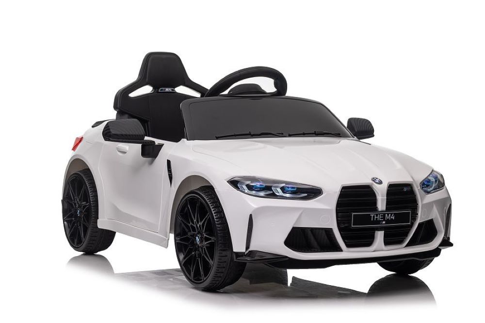 ES-Toys Kinder Elektroauto BMW M4 lizenziert 12V7A Akku 2 Motoren EVA-Reifen MP3 wei&szlig; 
