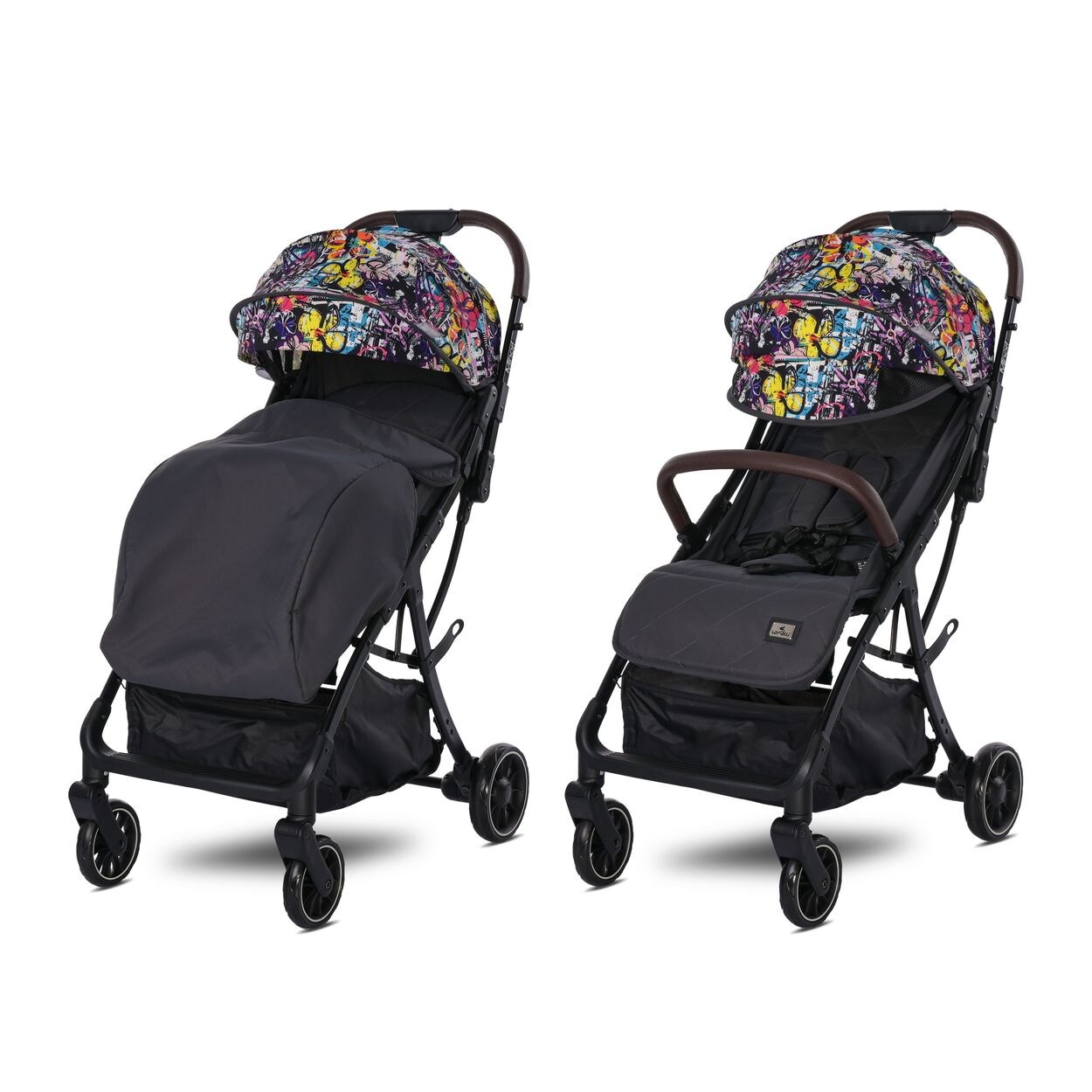 Kinderwagen Buggy Minori faltbar PU-Räder Getränkehalter Fußabdeckung bunt