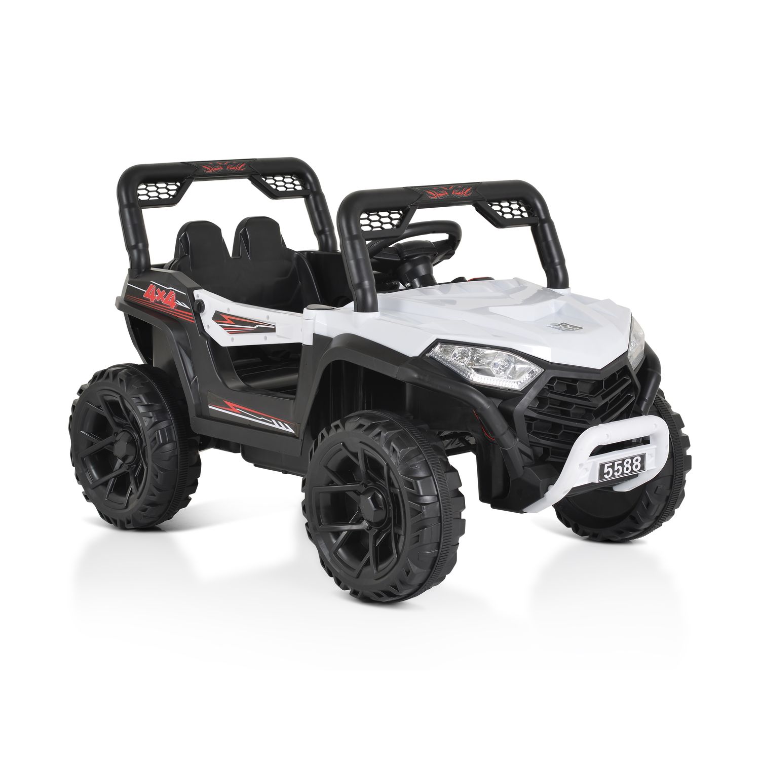 Moni Kinder Elektroauto Buggy UTV 5588 Fernbedienung MP3 Gurt 2 Motoren Lichter wei&szlig; 
