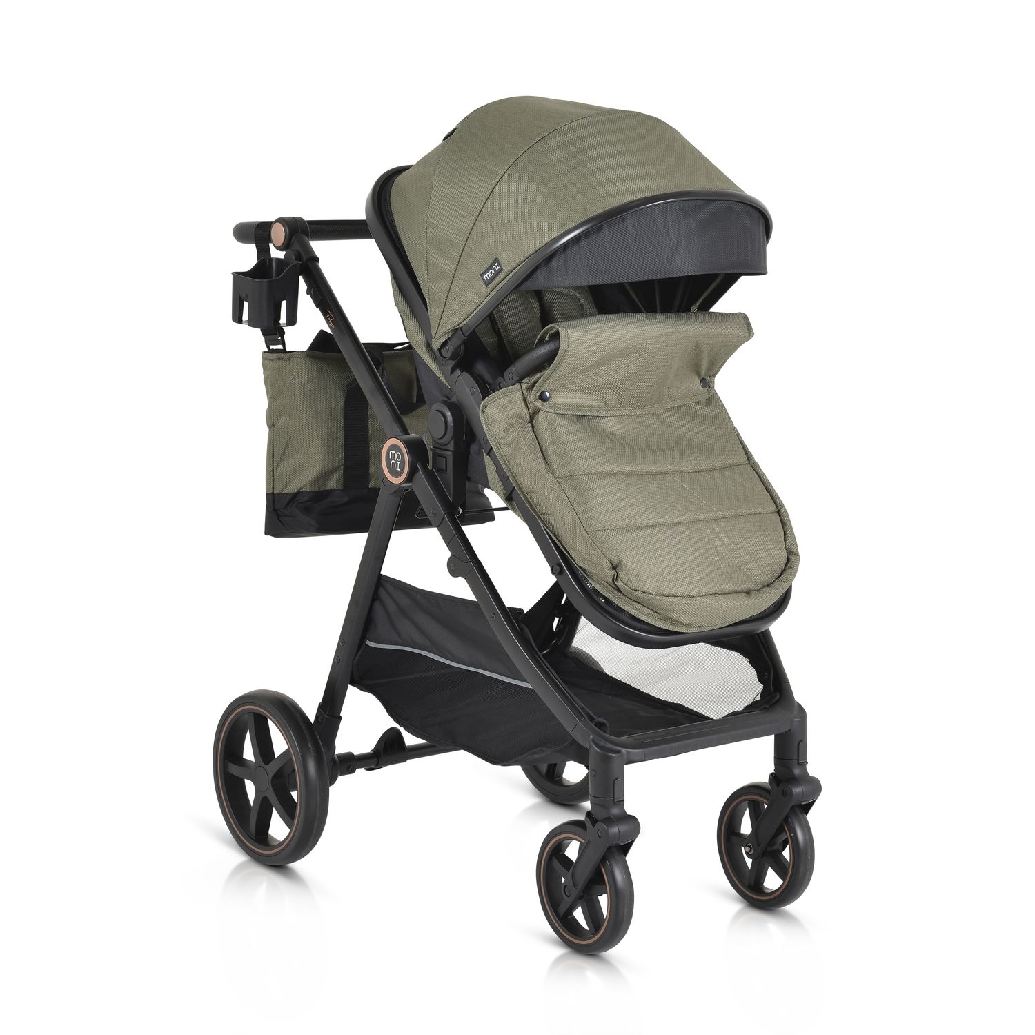 Moni Kinderwagen 2 in 1 Tokyo 22 kg umbaubar Wickeltasche Sto&szlig;d&auml;mpfer klappbar gr&uuml;n 