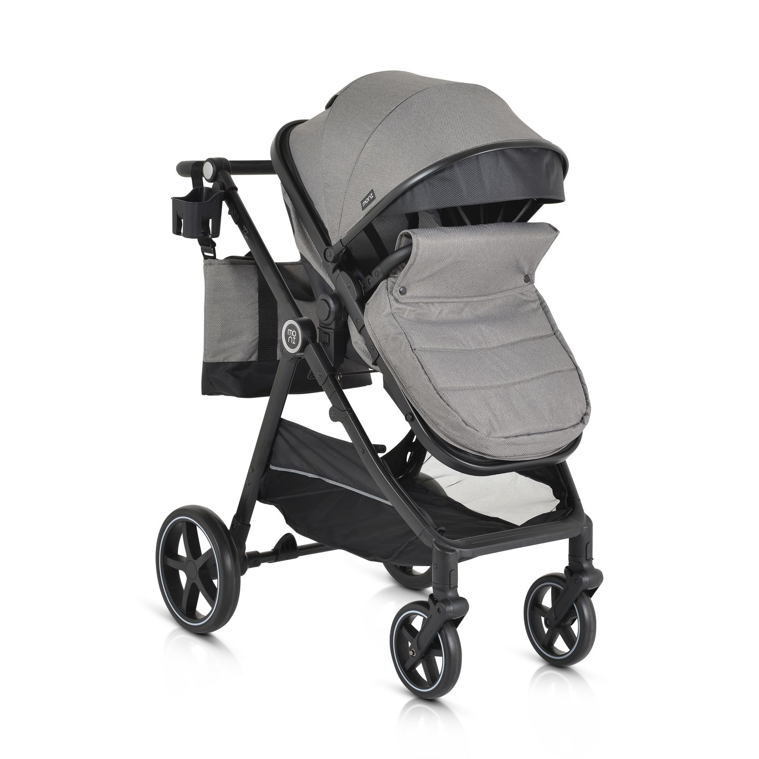 Moni Kinderwagen 2 in 1 Tokyo 22 kg umbaubar Wickeltasche Sto&szlig;d&auml;mpfer klappbar grau 