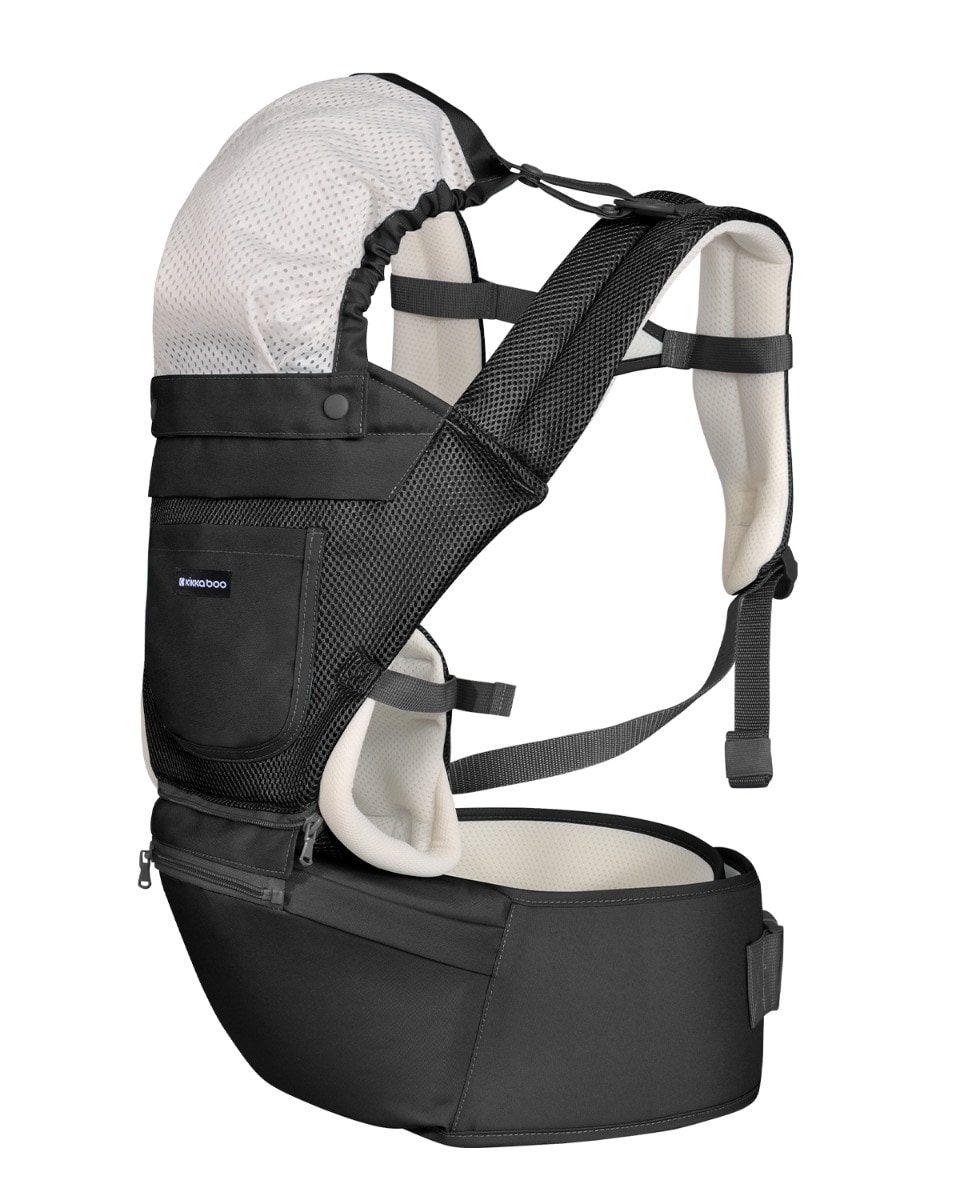 Kikkaboo Babytrage Chloe 3 in 1 Bauch- und R&uuml;ckentrage, H&uuml;ftsitz, ab 5 Monaten schwarz wei&szlig; 