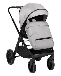 Kikkaboo Kinderwagen Tiffany 2 in 1 Babywanne, Sportsitz, Wickeltasche, PU-Räder grau 