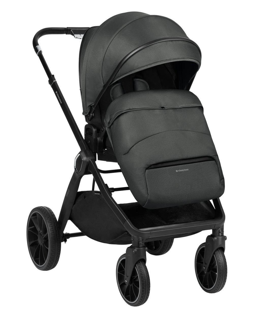 Kikkaboo Kinderwagen Tiffany 2 in 1 Babywanne, Sportsitz, Wickeltasche, PU-R&auml;der grau schwarz 